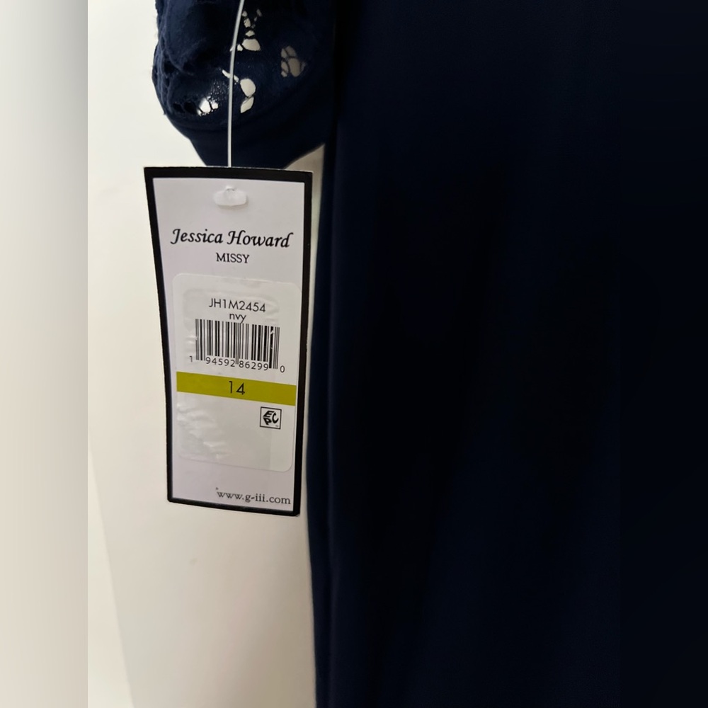 Jessica Howard Navy Lace Trim Dress, Size 14 – Elegant‎ and Sophisticated - Picture 4 of 7